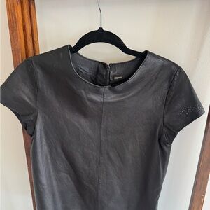 Zadie & Voltaire black butter soft leather short sleeve shirt